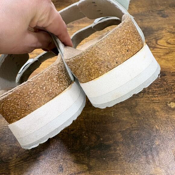 Birkenstock Papillio Womens Size 7 EU 38 Narrow Arizona Sandals Metallic Mineral - Picture 9 of 16